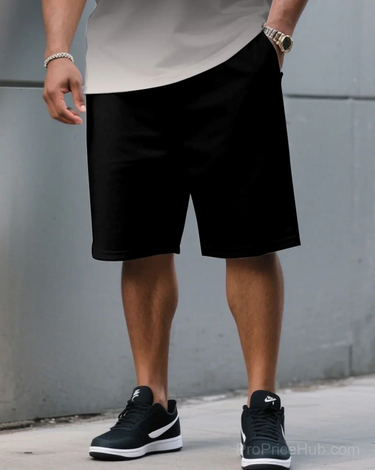 Men's Plus Size Black & Red Gradient T-Shirt and Shorts Set - View 19