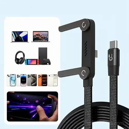 240W Super Fast Charging Cable with 360° Rotating Stand - View 2
