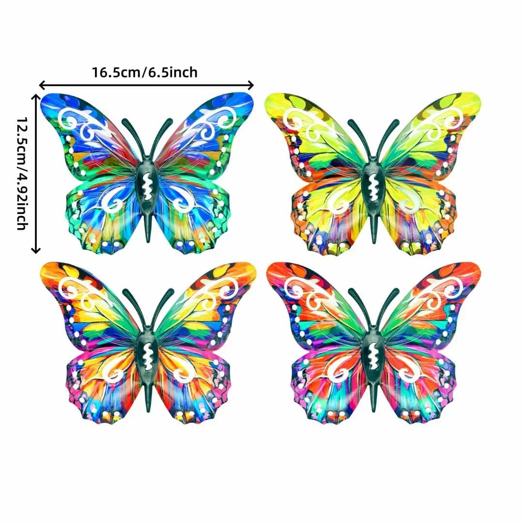 4-Piece Butterfly Metal Wall Sculptures for Outdoor Hanging Decor - View 6