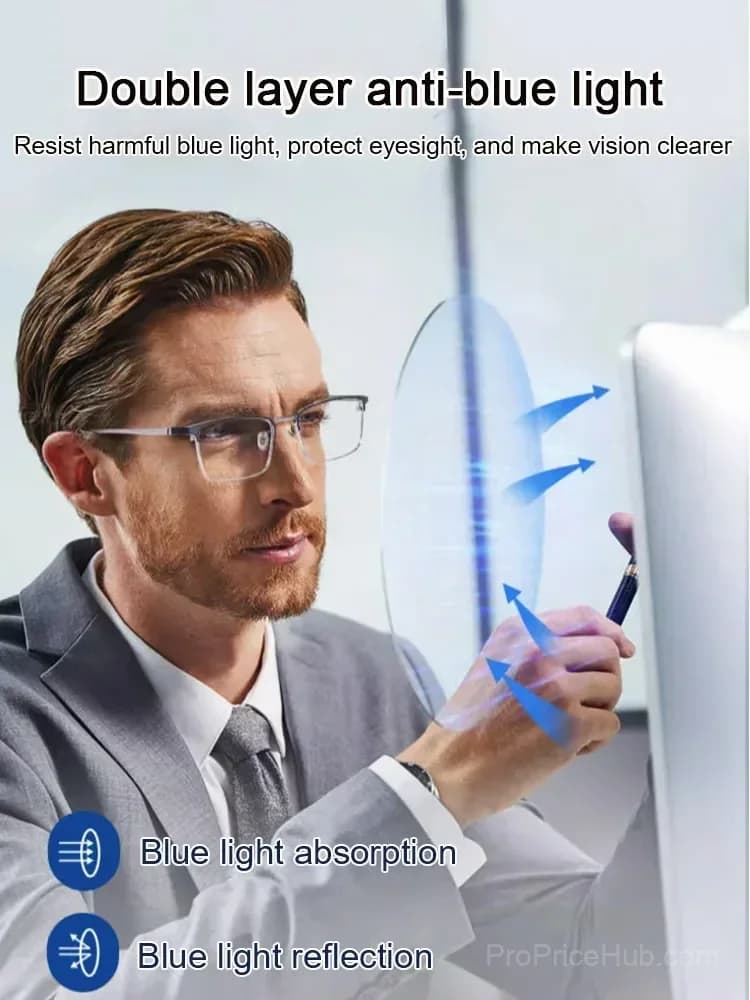 Ultra-Light Anti-Blue Light Reading Glasses, Black Gold +1.00–+5.00 - View 5
