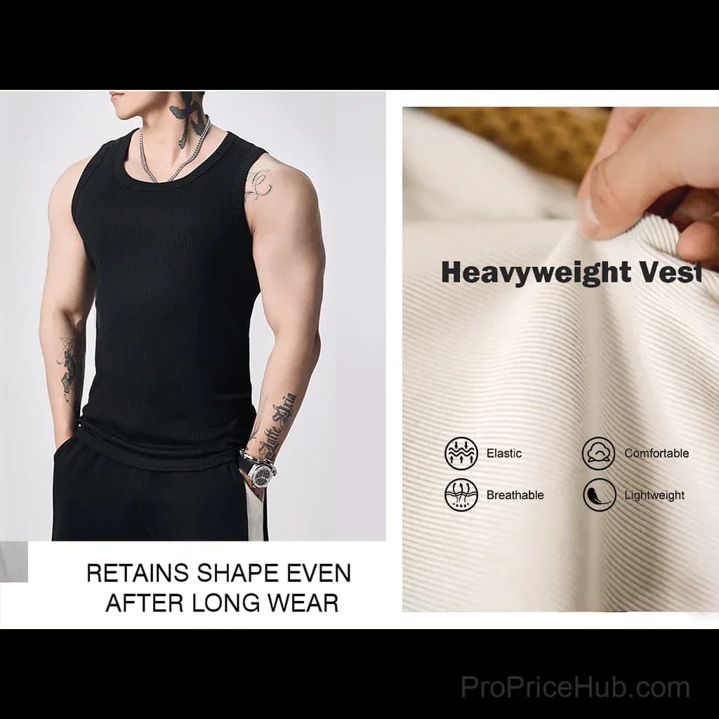 Men's Wide Strap Ribbed Activewear Tank Top - View 5