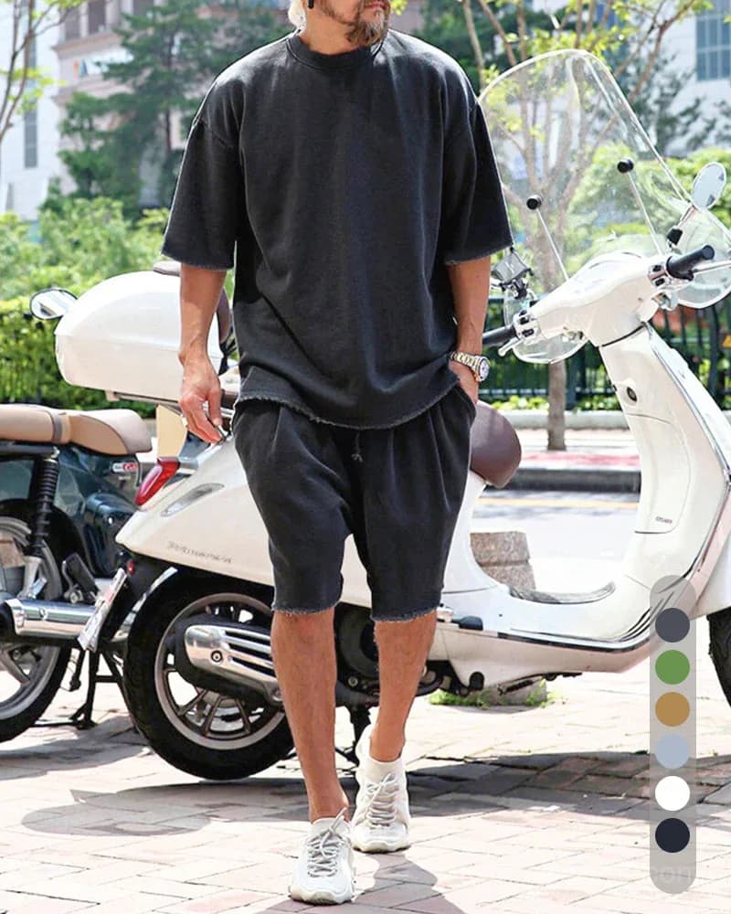 Men's Casual Loose Fit Solid Sports Set - M to 8XL - View 11