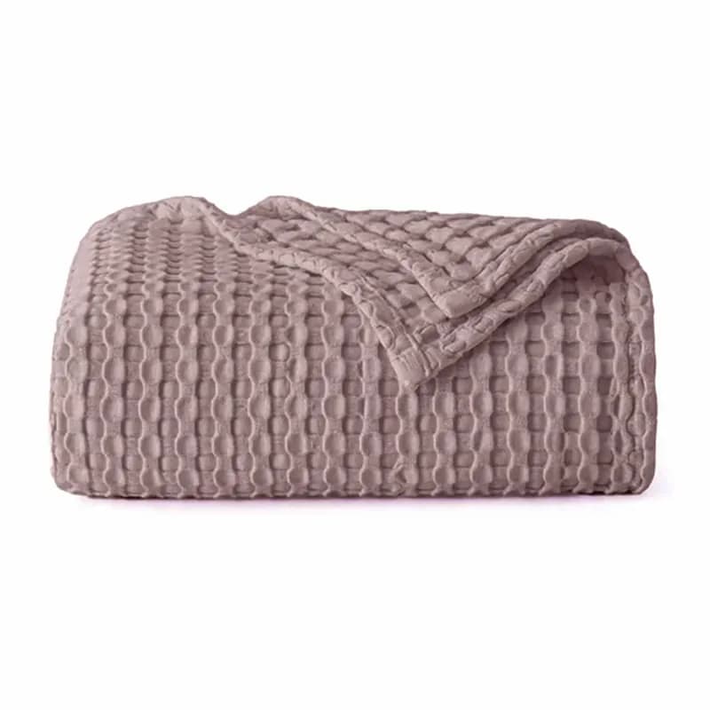 Bamboo-Cotton Waffle Weave Blanket, Ginger, 59 x 79 in - View 5