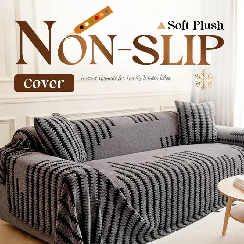 Soft Plush Non-Slip Couch Cover, Black, 180 x 130 cm, Single Seater - View 2