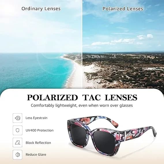 Polarized Fit Over Sunglasses for Women – UV400 Floral Frame - View 4