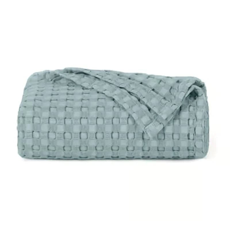 Bamboo-Cotton Waffle Weave Blanket, Ginger, 59 x 79 in - View 6