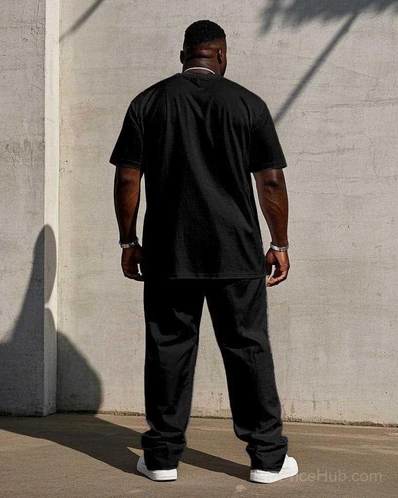Big Men's Short Sleeve T-Shirt and Pants Set - 7 Solid Colors - View 12