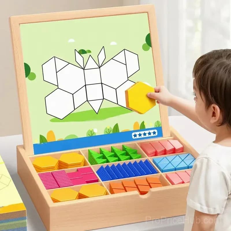 Wooden Magnetic Pattern Block Puzzle Set, 180 Pieces - View 6