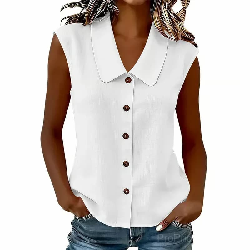 Women’s Pink V-Neck Button-Down Top, Size Small - View 9