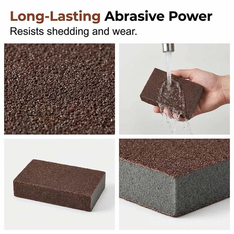 Emery Sponge Scrubber – Heavy-Duty Burnt Grease & Rust Remover with Ergonomic Handle - View 7