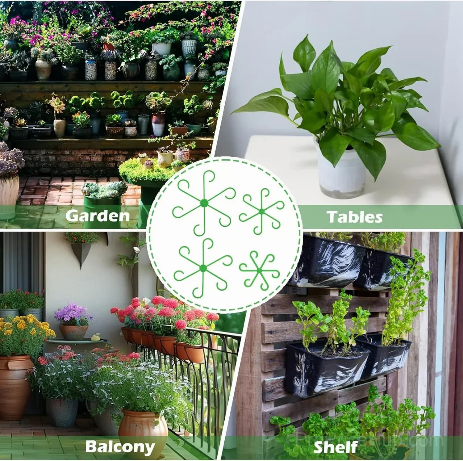 Black Plant Stem Support Set, 1 Set Garden Plant Supports - View 7
