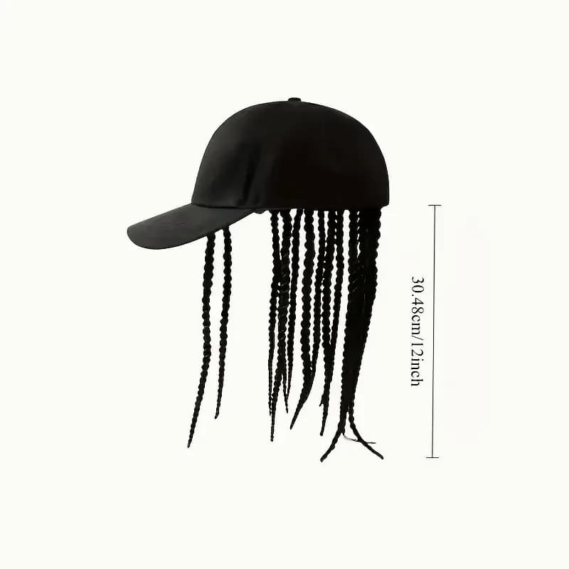 Braided Wig Baseball Cap – Snapback Hat with Attached Dreadlock Braids - View 7