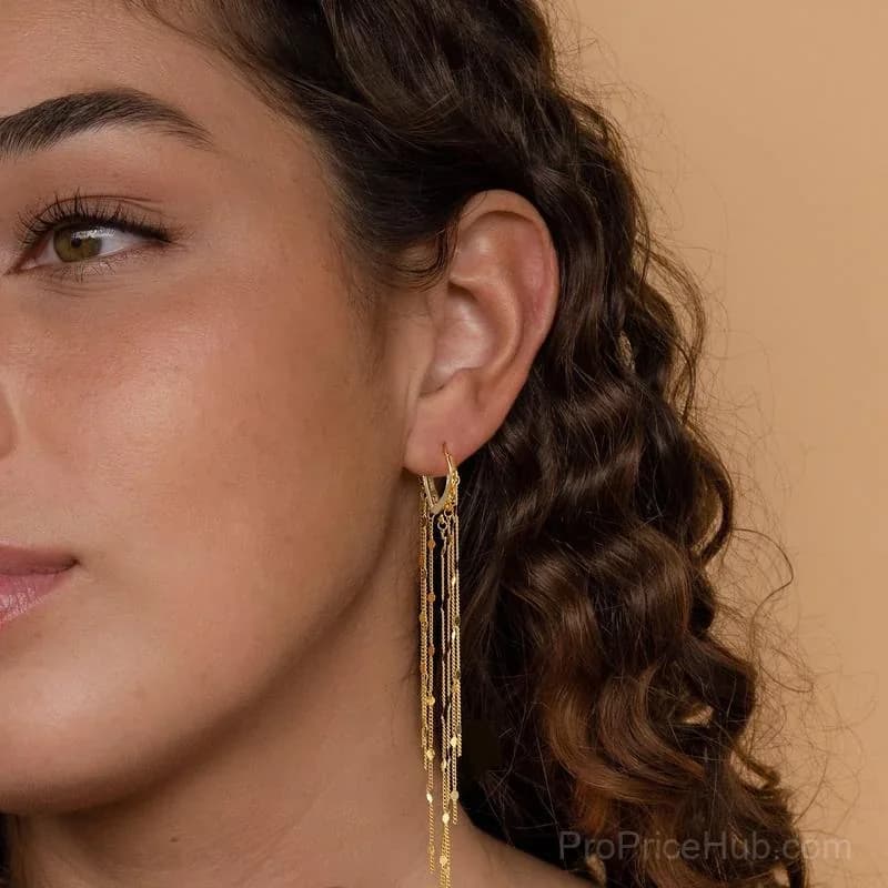 14K Gold Plated Long Tassel Earrings for Women - View 5