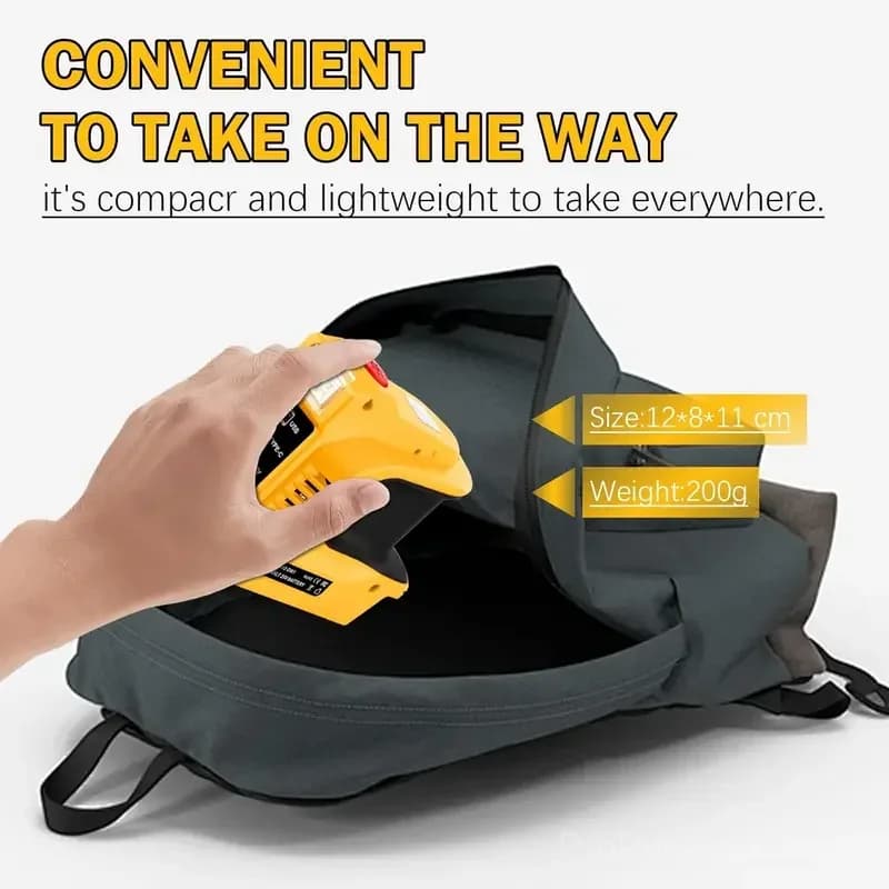 Compact DC to AC Power Inverter for Cars & Motorhomes, 110V Yellow - View 5
