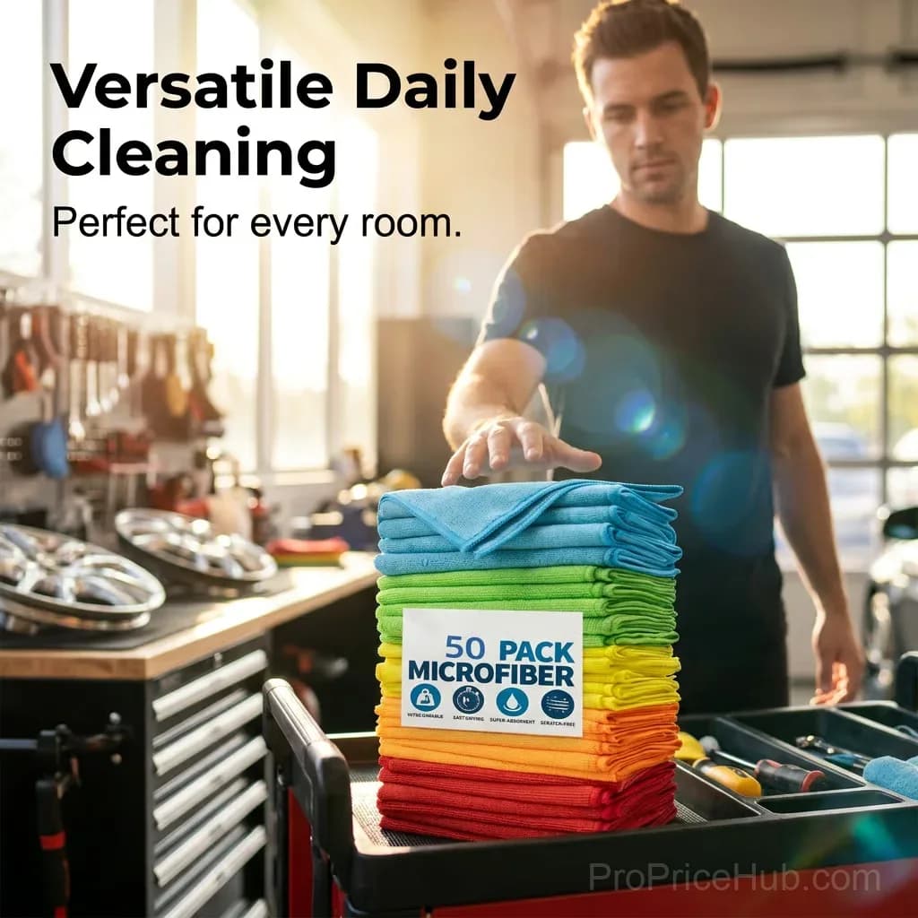Bulk Pack Microfiber Cleaning Towels, 50 Count - View 6