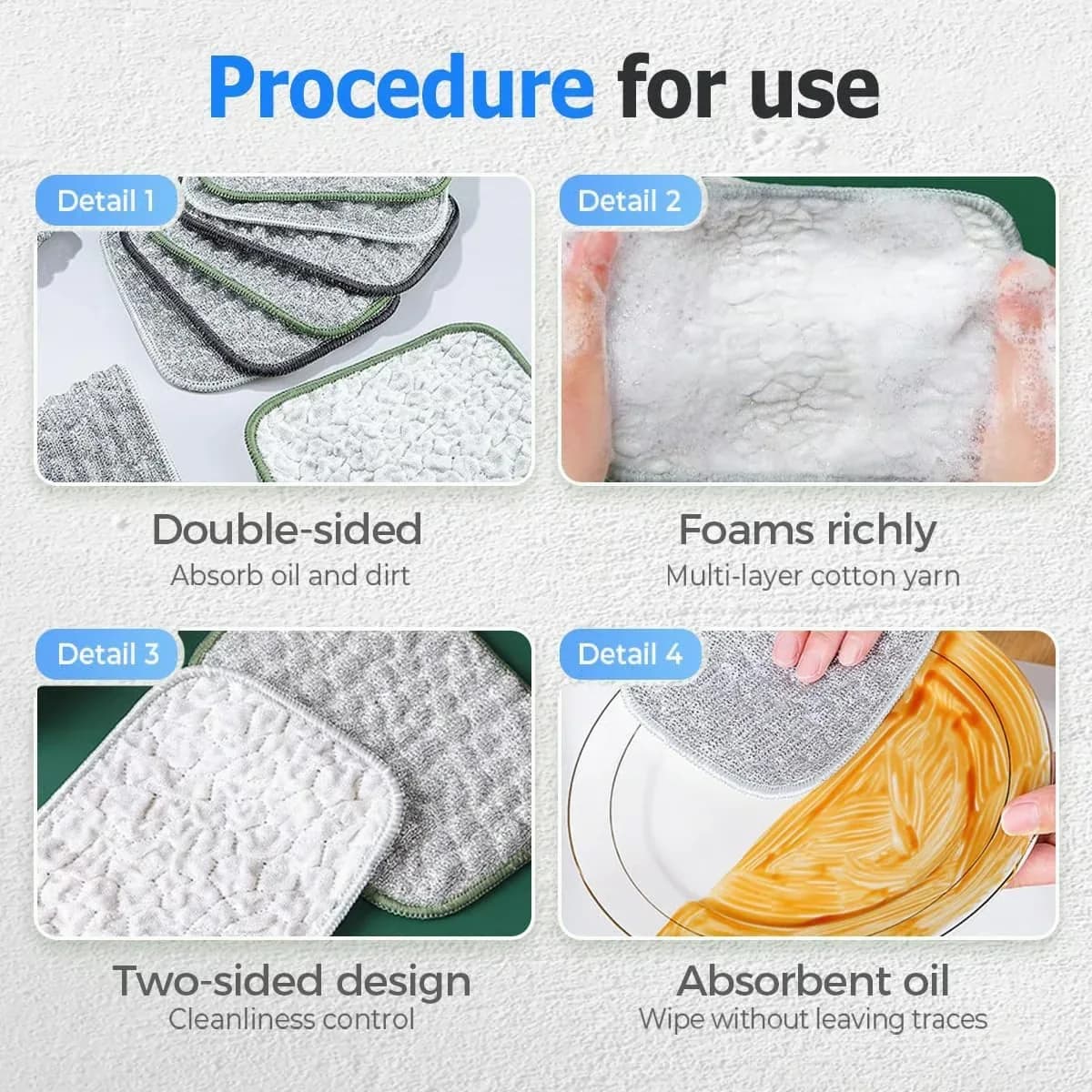 5-Pack Double-Sided Non-Scratch Steel Wire Scrubber Cloths - View 7