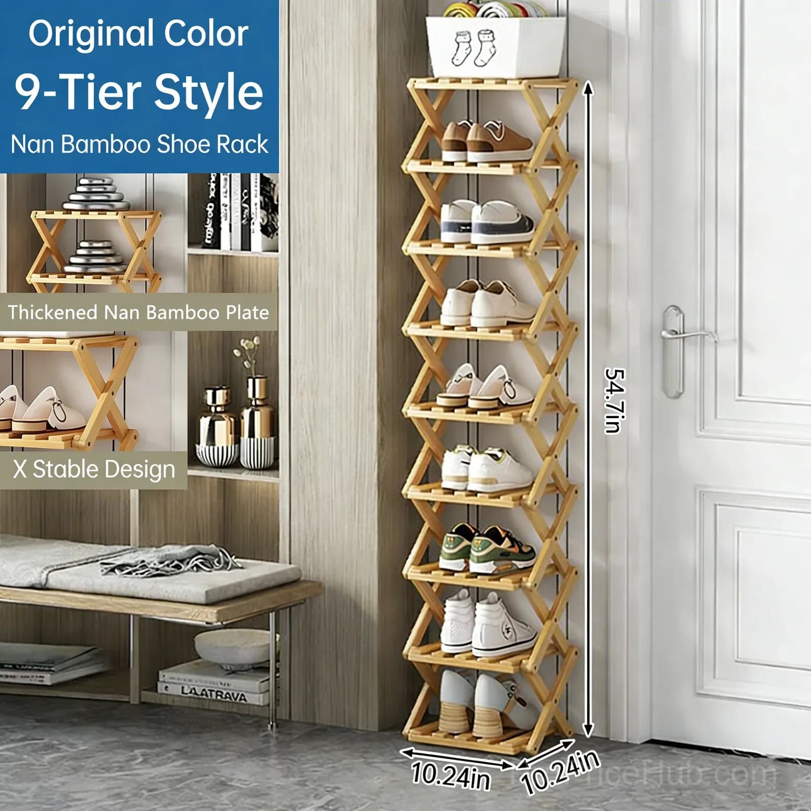 3-Tier Bamboo Storage Rack, Natural, No-Assembly - View 14