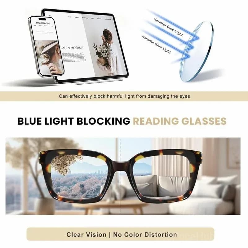 Tortoiseshell Oversized Square Reading Glasses – Blue Light Blocking - View 4