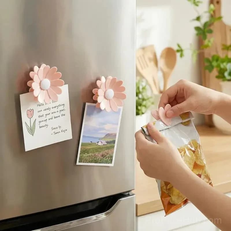 Magnetic Chip Clips for Fridge - 6 Bag Clips + 1 Magnetic Base, Cute Food Sealing Clips - View 9