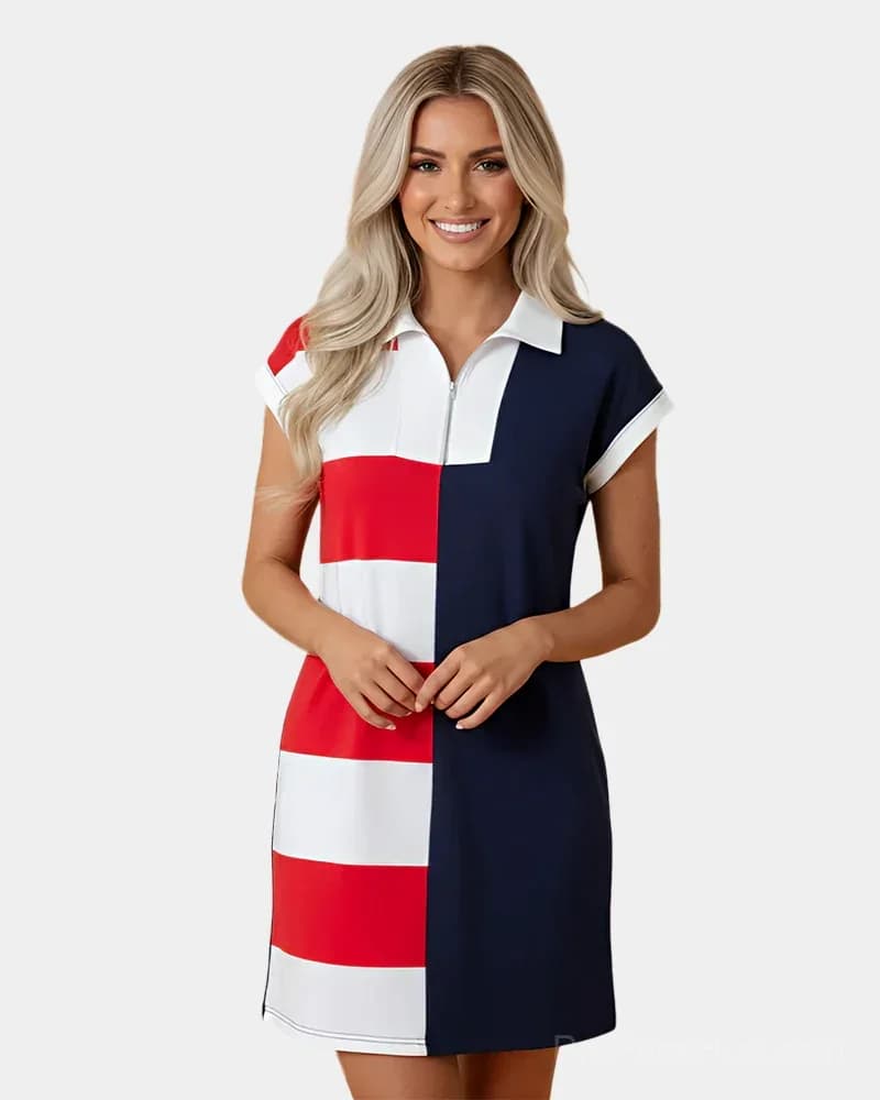 Women's Striped Shift Mini Dress - View 13