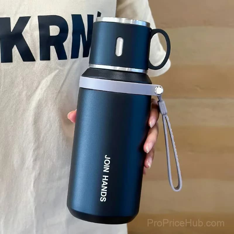 600ml 316 Stainless Steel Vacuum Insulated Bottle with Dual Lids, White - View 13