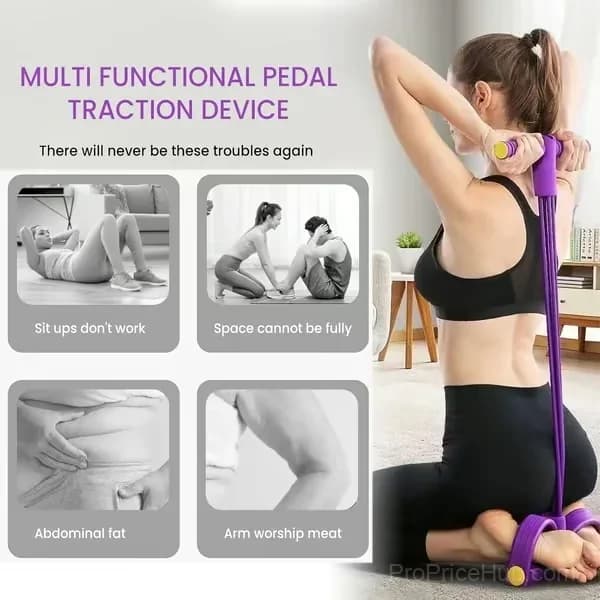 8-Tube Pedal Resistance Exercise Device, Purple - View 3