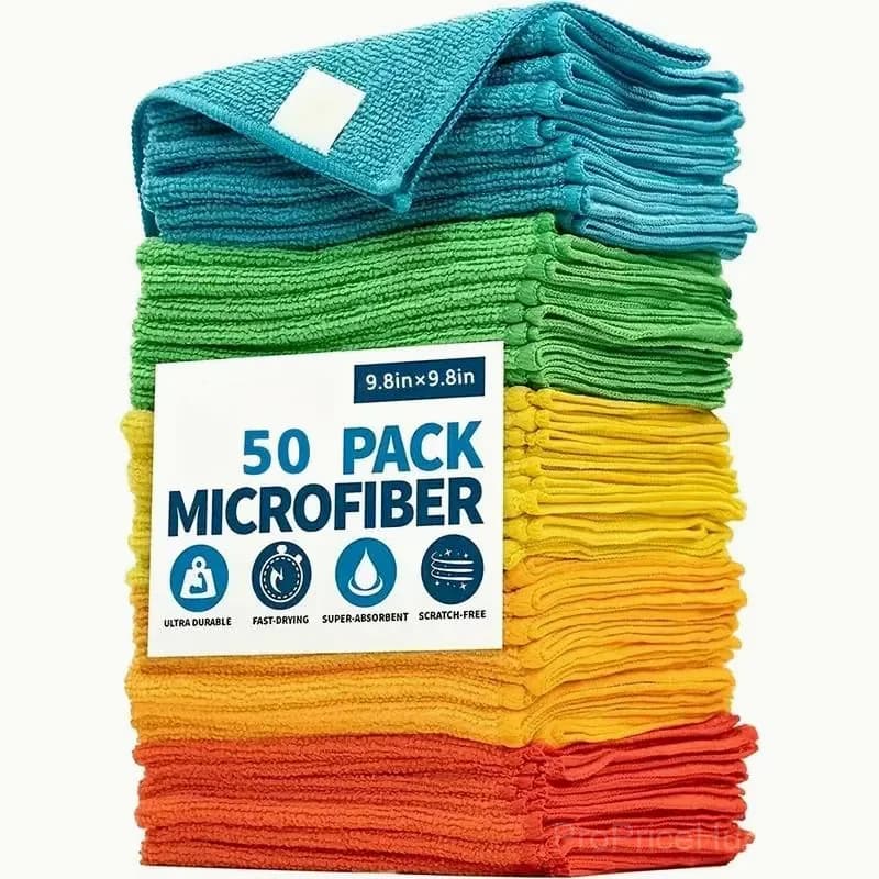 Bulk Pack Microfiber Cleaning Towels, 50 Count - View 12