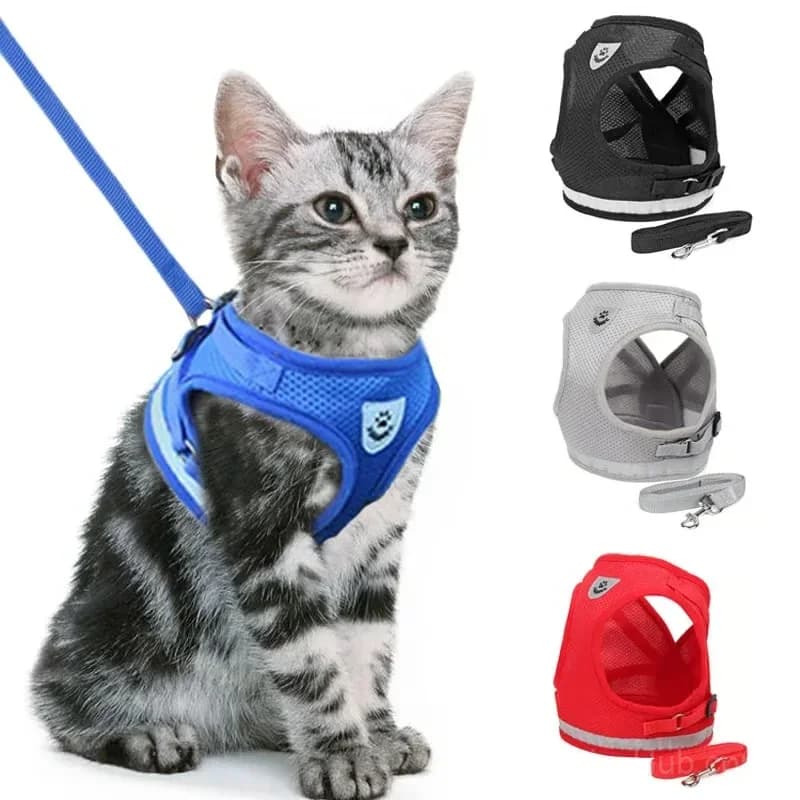 Adjustable Breathable Luminous Cat Harness, Blue XS (Under 3.3 lb) - View 2