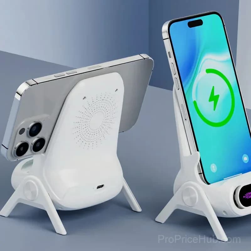 Multifunctional Wireless Fast Charging Phone Stand, White - View 9