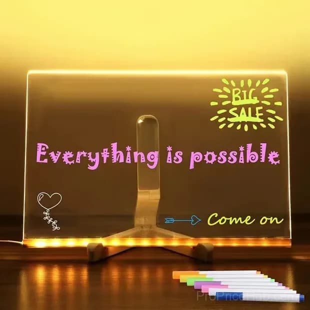 LED Note Board with Colored Pens, 5.9x5.9 Inch - View 10