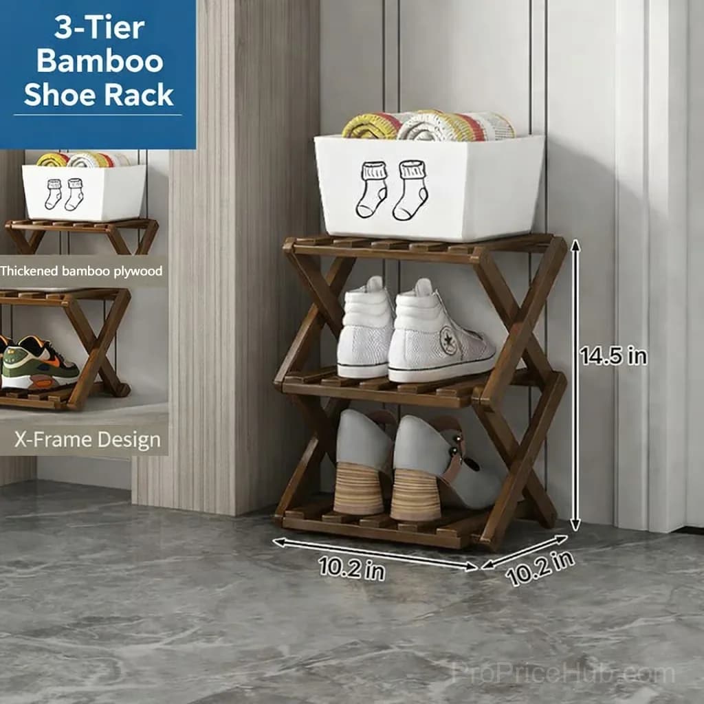 3-Tier Bamboo Storage Rack, Natural, No-Assembly - View 15