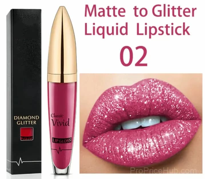 Diamond Lip Gloss Matte to Glitter Liquid Lipstick Waterproof 01 - View 5