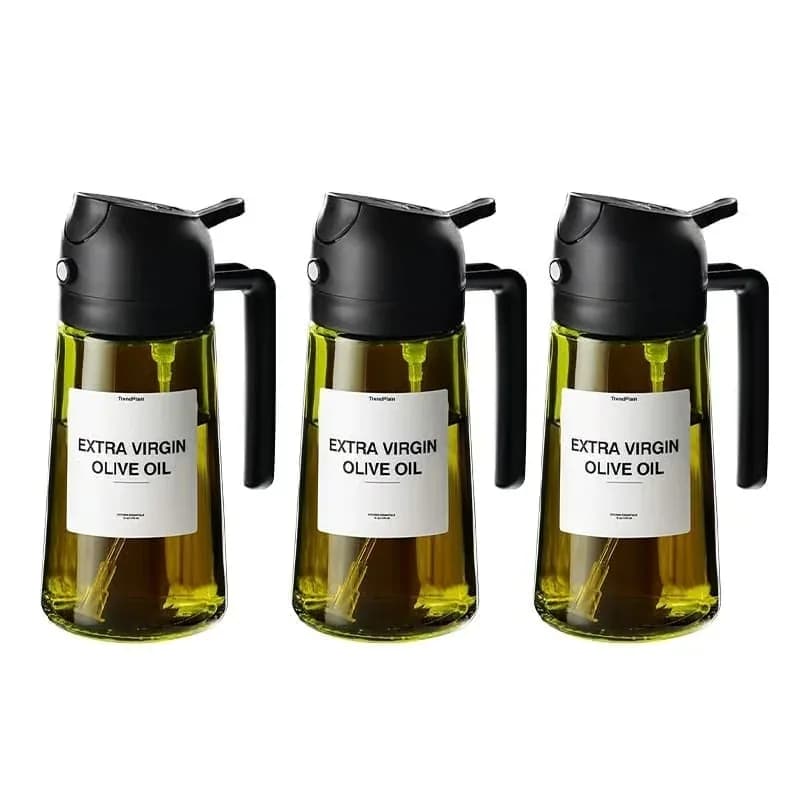 2-in-1 Glass Oil Sprayer and Dispenser, Black, 470ml - View 3