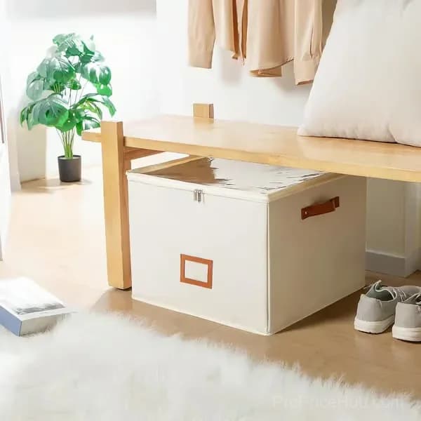 Oxford Fabric Foldable Shoe Organizer Storage Box, Beige, 1 Pack - View 12