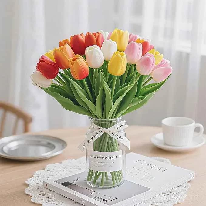 10-Piece UV Resistant Waterproof Faux Tulip Bouquet – Artificial Flowers for Indoor/Outdoor Decor - View 5
