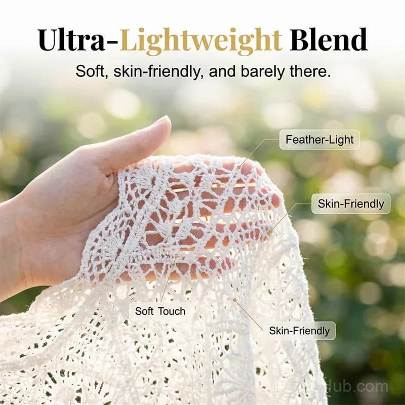 Women's Vintage Lace Cover-Up Blouse – Flare Sleeves Bohemian Beachwear - View 3