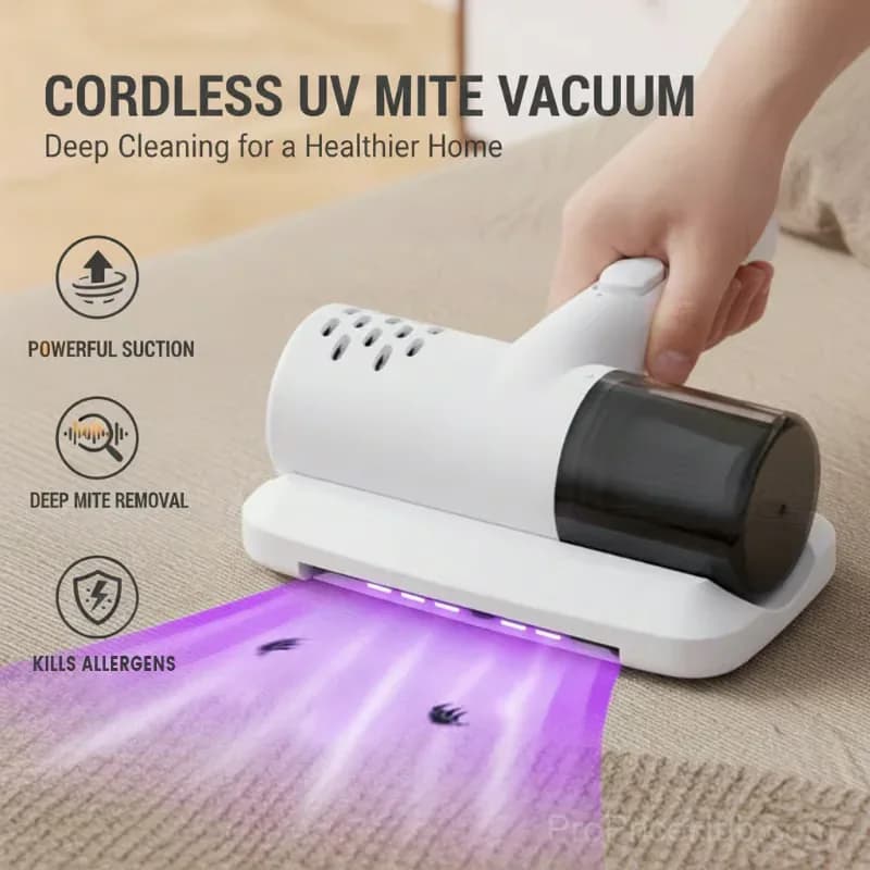 White Cordless Handheld UV Bed Vacuum Cleaner - View 2