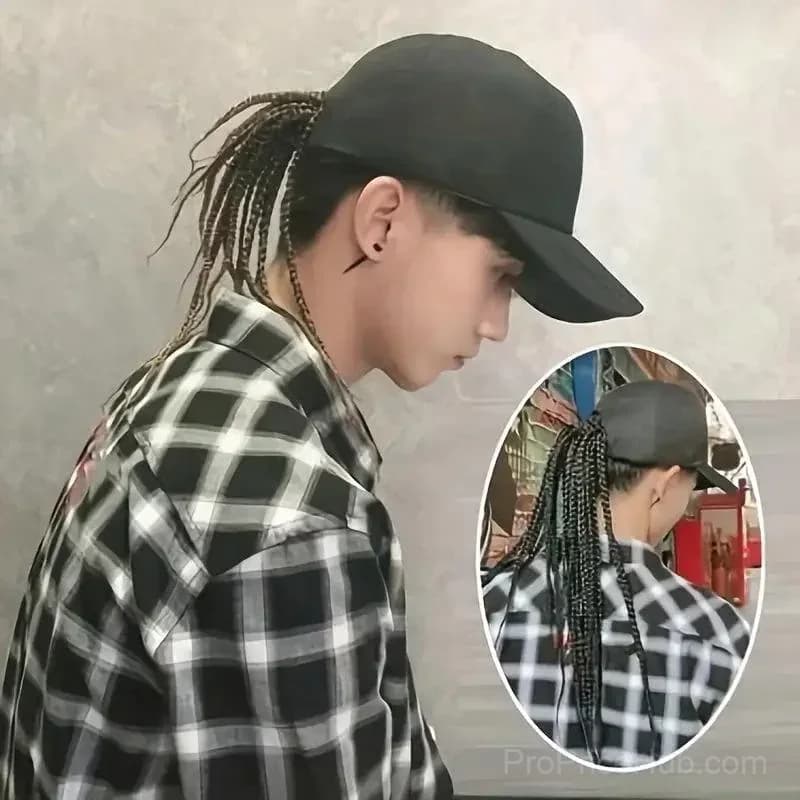 Braided Wig Baseball Cap – Snapback Hat with Attached Dreadlock Braids - View 6