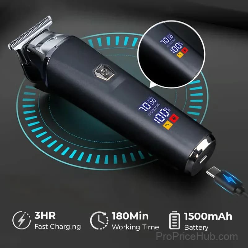 Diamond Black Digital Display Electric Hair Clipper Set - View 6