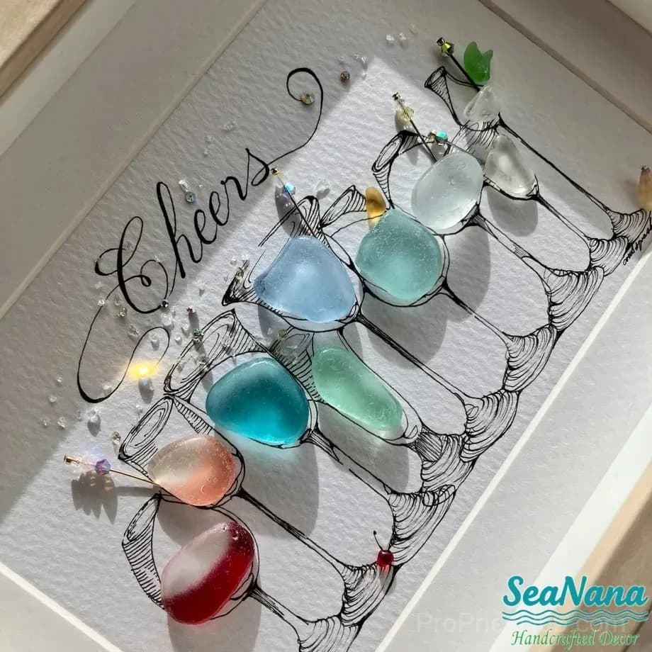 Cocktail Party Sea Glass Art - View 5