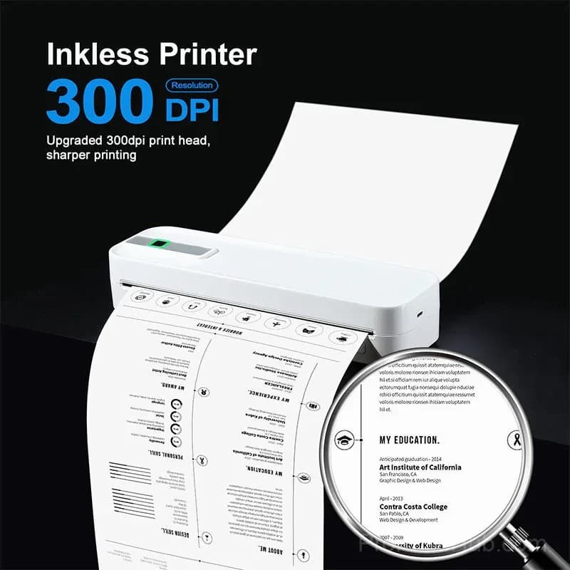 Portable Bluetooth Thermal Printer, White - View 5
