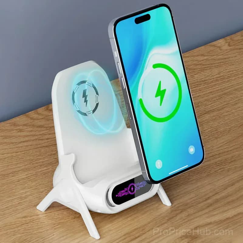 Multifunctional Wireless Fast Charging Phone Stand, White - View 4
