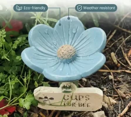 Flower-Shaped Resin Bee Watering Station, Pink - View 12