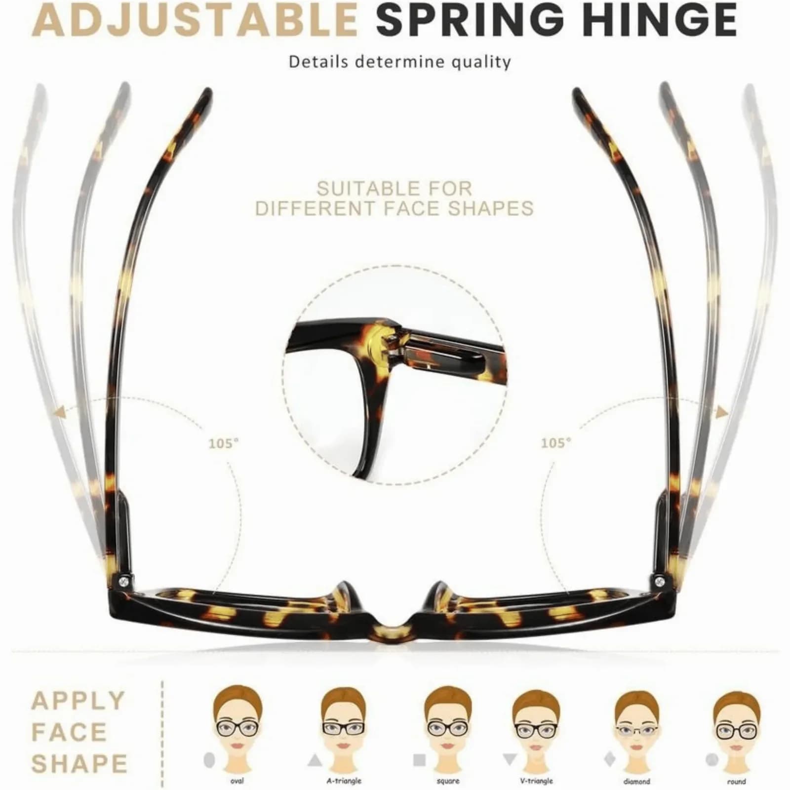 Tortoiseshell Oversized Square Reading Glasses – Blue Light Blocking - View 6