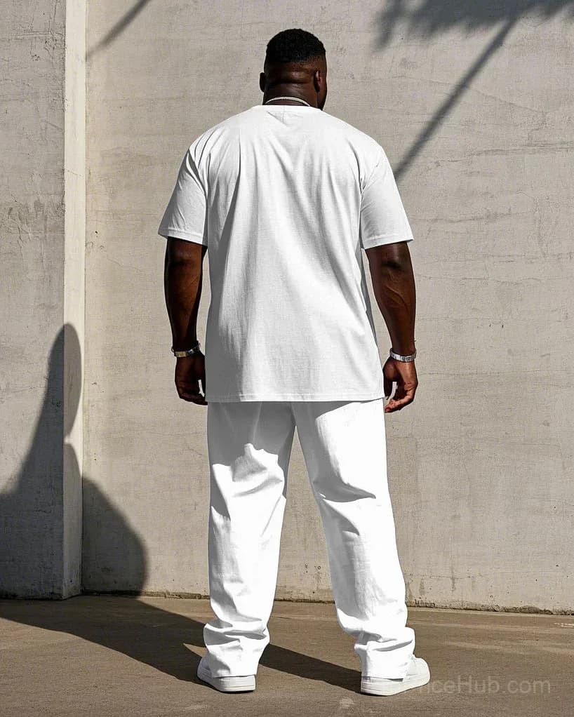 Big Men's Short Sleeve T-Shirt and Pants Set - 7 Solid Colors - View 13