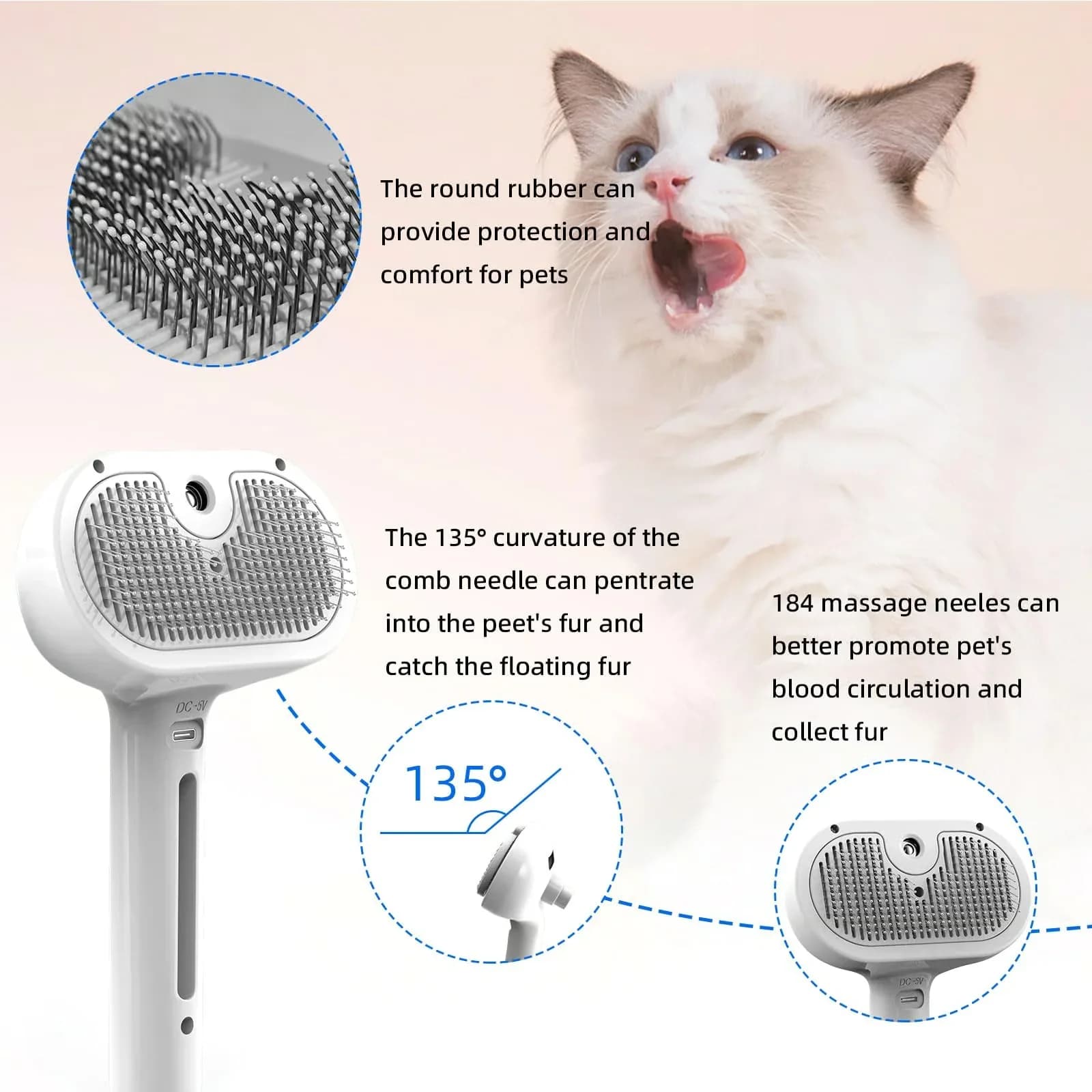 White Pet Spray Hair Removal Comb for Dogs - View 13