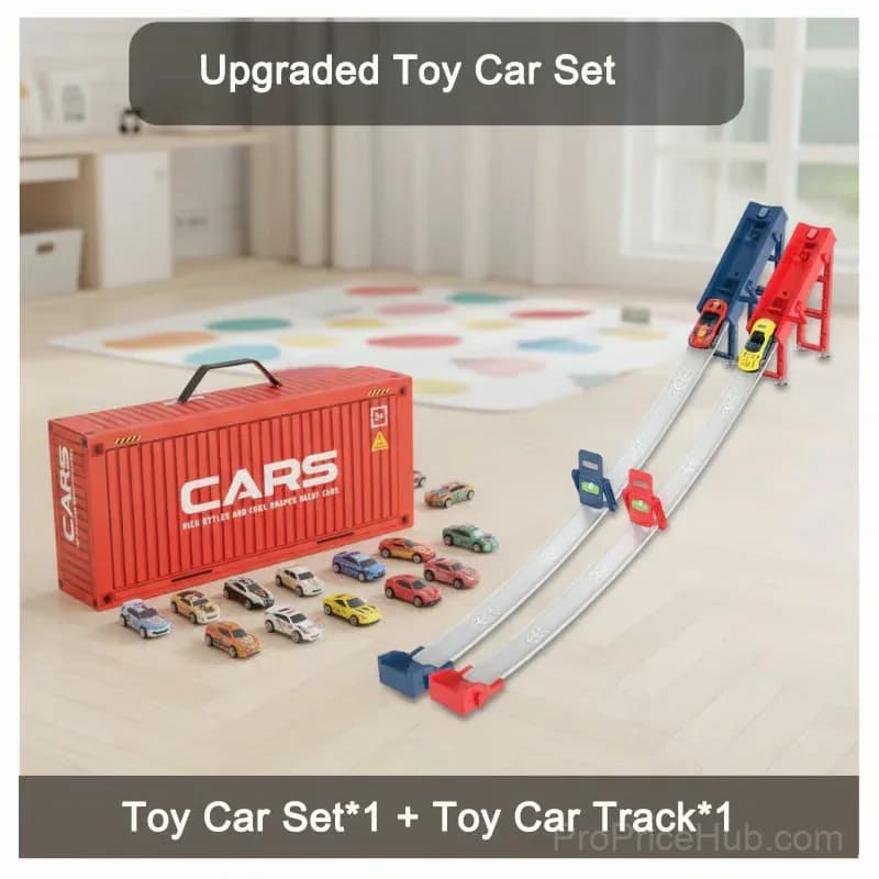 48-Piece Mini Pull-Back Toy Car Set with Garage, Red - View 12