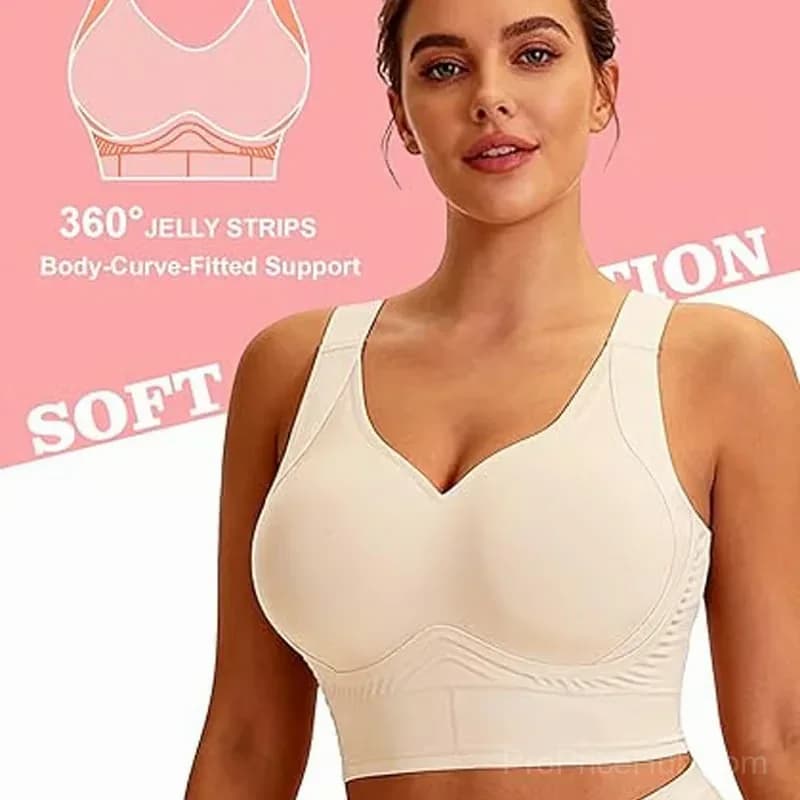 Full Coverage Seamless Support Bra, Nude, Medium - View 6