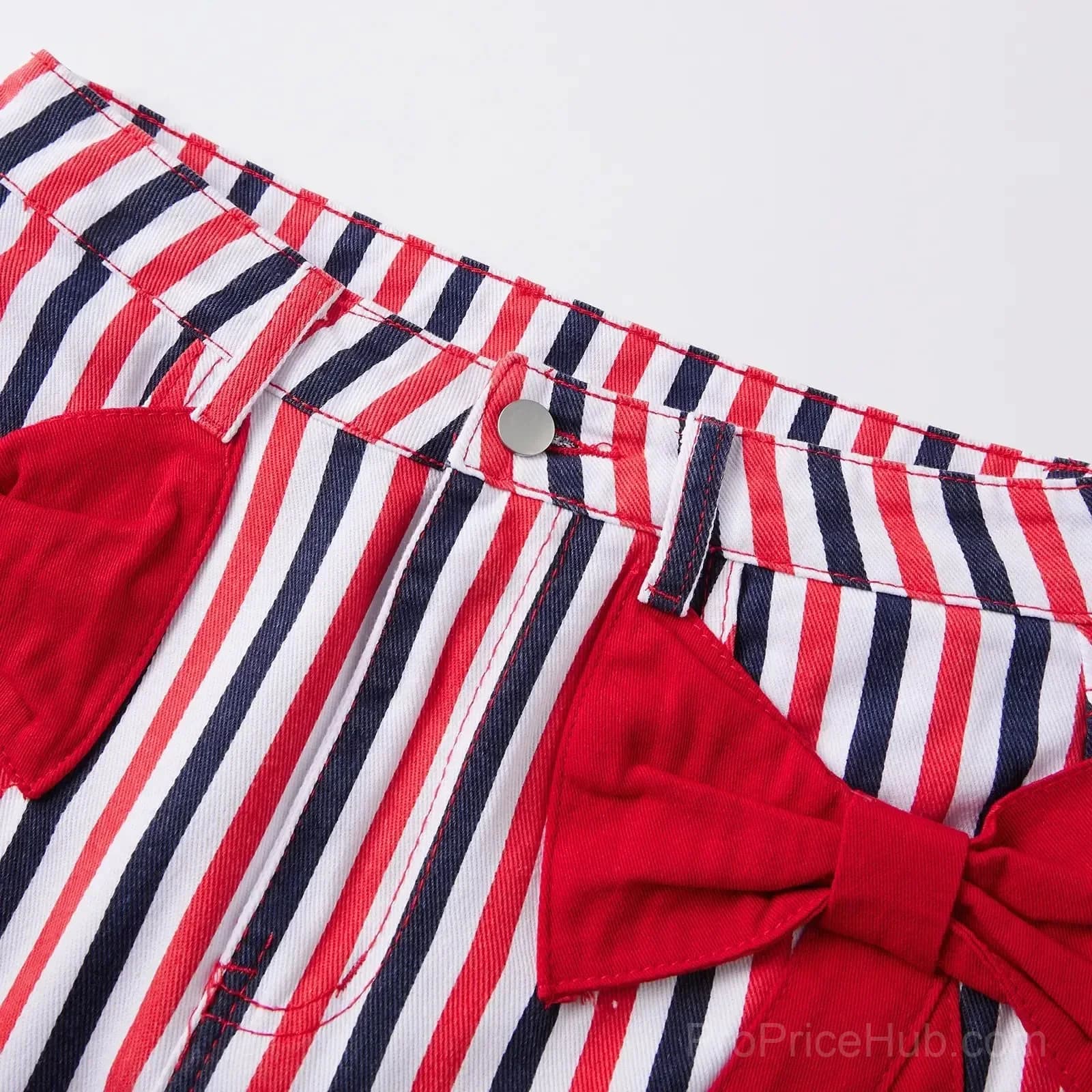 Women's Patriotic Red White Blue Striped Mini Skirt - View 6