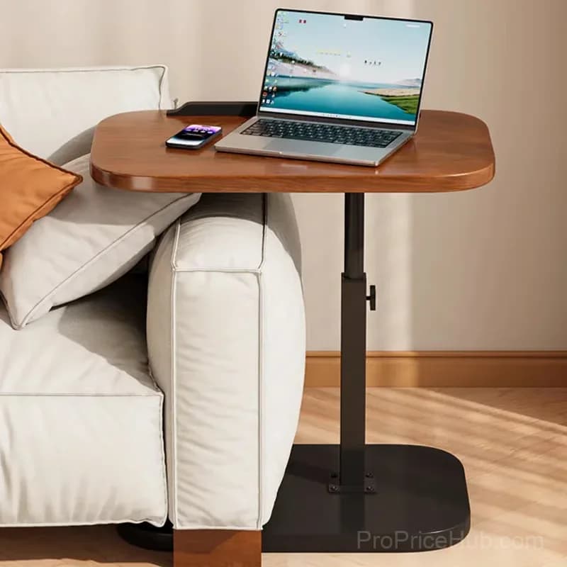 C-Shaped Adjustable Flip Side Table, Black-Brown, No Light - View 8
